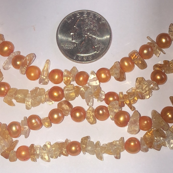 Ross Simons Gold Citrine Genuine Freshwater Pearls Beaded Torsade Necklace - Picture 4 of 10